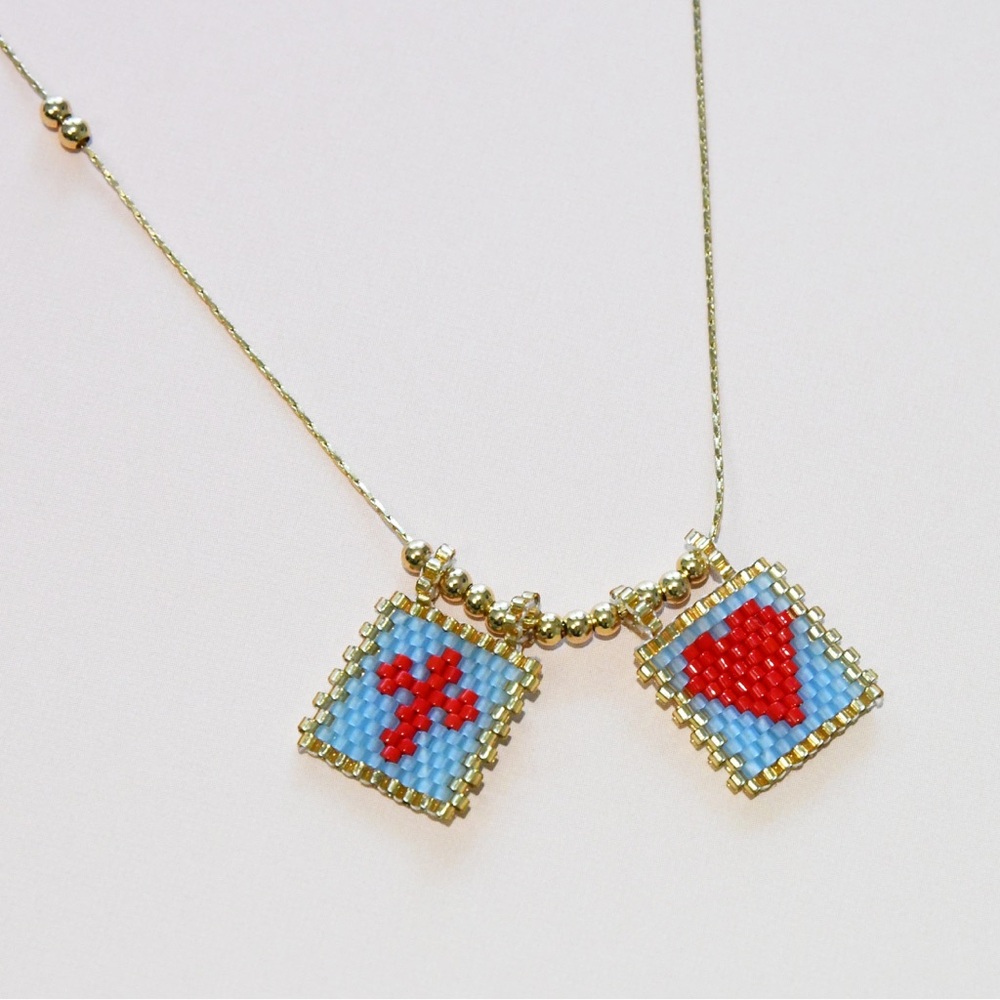 Beaded Flag Charm Neckalce